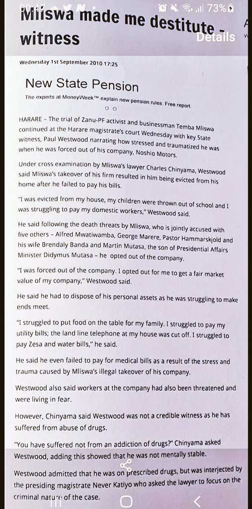 PaulPaulus13's tweet photo. @tendaim65 @CdeNMaswerasei @PoliceZimbabwe @ParliamentZim @mdczimbabwe ILLEGALLY SEIZED my companies Noshio Motors/Benbar based on personal loan with a private individual https://t.co/Tykeizyg60 He also knew NO matter what he would be "ACQUITTED" as #Mutasa will make sure of it! #TembasVictim #YESTOFDI
#Justice4PaulWestwood https://t.co/cjfT1AHeWs