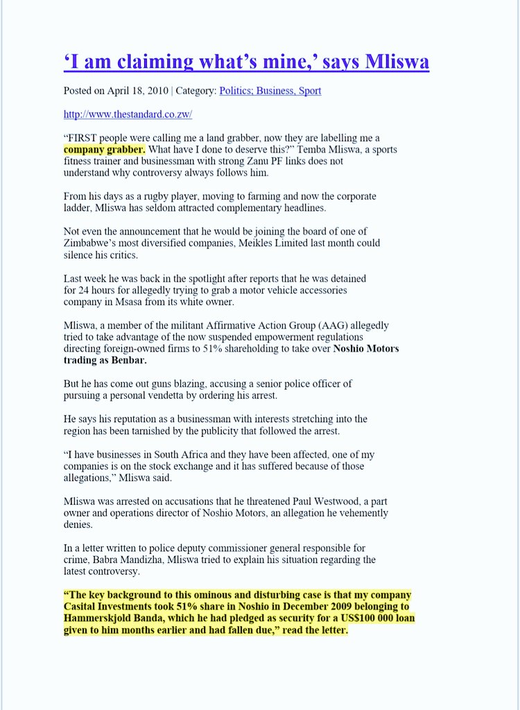 PaulPaulus13's tweet photo. @tendaim65 @CdeNMaswerasei @PoliceZimbabwe @ParliamentZim @mdczimbabwe ILLEGALLY SEIZED my companies Noshio Motors/Benbar based on personal loan with a private individual https://t.co/Tykeizyg60 He also knew NO matter what he would be "ACQUITTED" as #Mutasa will make sure of it! #TembasVictim #YESTOFDI
#Justice4PaulWestwood https://t.co/cjfT1AHeWs