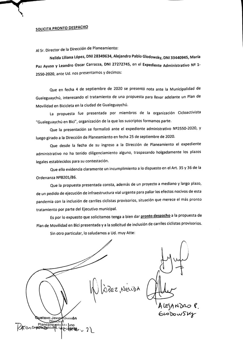gchuenbici's tweet photo. Hoy hace 150 días que presentamos nuestra propuesta de Plan de Movilidad en Bici en la Municipalidad de Gualeguaychú sin que a la fecha se le haya dado trámite alguno.
#PMBya https://t.co/43Lk5nbNyN
