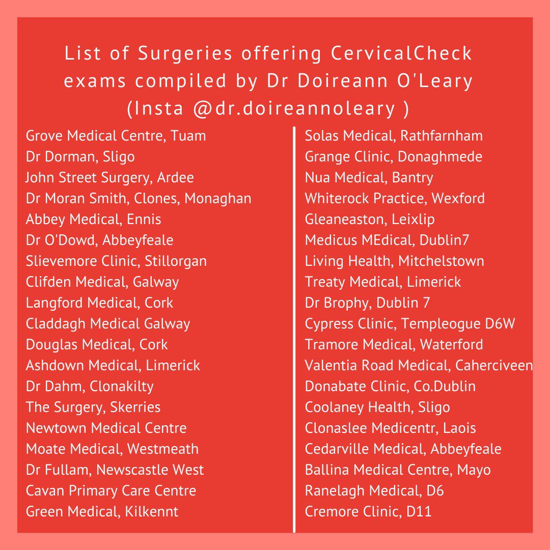 alankellylabour's tweet photo. So many women are anxious because they can’t book a #CervicalCheck exam due to Covid. I’ve called on @HSELive to publish a list online of what practices are offering #CervicalCheck at the moment. 

Thanks to @drdoireann for reaching out to so many to compile this useful list. 👇 https://t.co/amQSUh7N1C