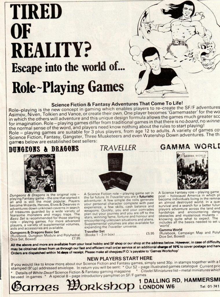 "Tired of reality? Escape into the world of role-playing games." In particular one whose corporate history is a wild mix of battle, quests and the fickleness of fortune.Today in pulp... the story of Dungeons & Dragons!