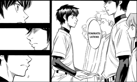 i have no doubt that this is genuine for furuya. furuya, who calls only eijun by first name (based on canon), is a bit awkward but is so very earnest. it shows in his pitching (as said by miyuki that furuyas emotions kinda affect his pitching control) and as of act ii, in his +