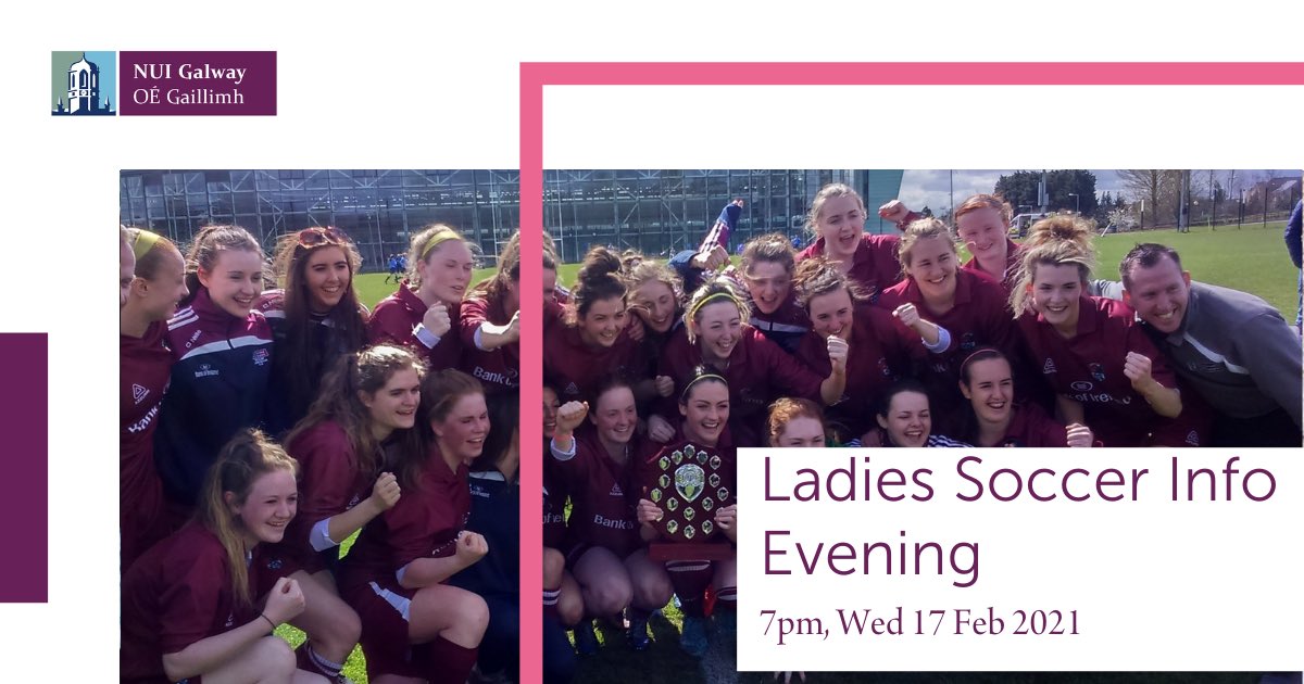 Find out about our Ladies Soccer Programme including a full range of scholarships, player pathway programme and all about the academic programmes we offer at our upcoming Virtual Information Evening. #NUIGWhatson 
 
Find out more here nuigalway.ie/ladiessoccer