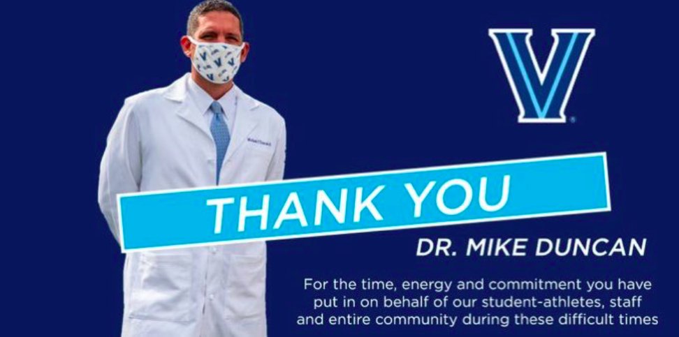 VUBaseball's tweet photo. THANK YOU Dr. Duncan who is also a Nova Baseball alum for your dedication, hard work and guidance and all that you do for #vubaseball and all of Villanova Athletics! #CaritasCommitment #CommunityFirst https://t.co/fx4a7R1U3l