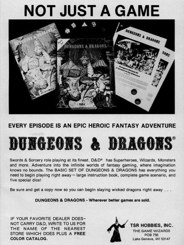 Unlike traditional miniature wargames, in Dungeons & Dragons you managed a specific character rather than an army. Players worked together (or not) to solve problems, fight battles and gain experience. A Dungeon Master acted as storyteller and referee.