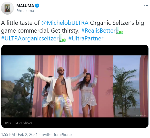 For brewers, it’s interesting to see how they’re promoting their seltzers vs. their beers. @MichelobULTRA released their beer ad first w/ athlete endorsers & are building up to the seltzer ad.  @budlight did the same but reverse the product.(5/6)