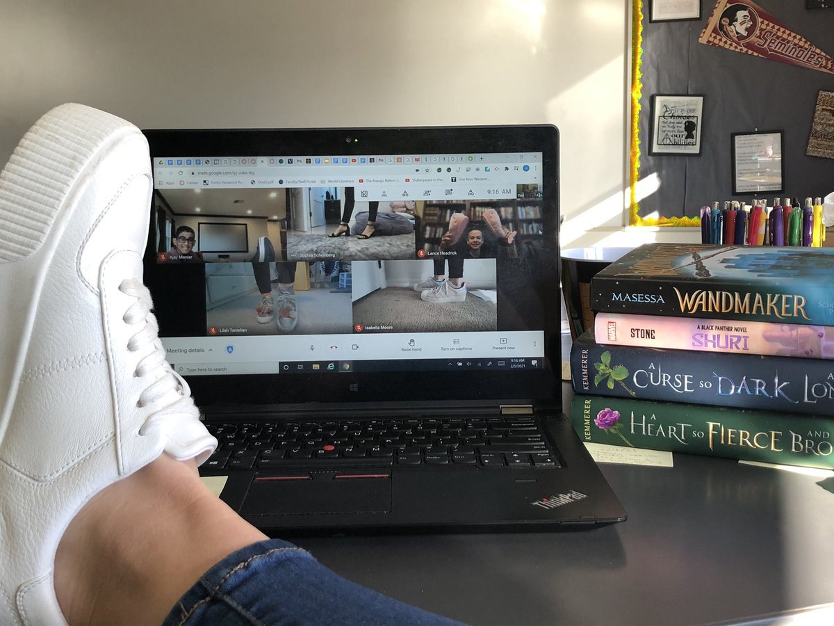 My 2nd period is pumped for @getnicced for the #TPSauthorfest today! We got out our coolest shoes out for the #ShoeQueen !! Don’t miss her today at 5:30 for the free virtual event!!! <a href="/TrinityPrepFL/">Trinity Prep</a> register here: forms.gle/3mxqgi9ckxxFtd…