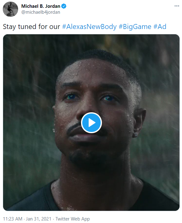 The big winner so far has been  @amazon/ @alexa99. With over 20 million views on their YouTube video, they’ve leveraged the social brand of featured celeb  @michaelb4jordan to promote their activation as well as fun posts encouraging activity off-site!(2/6)
