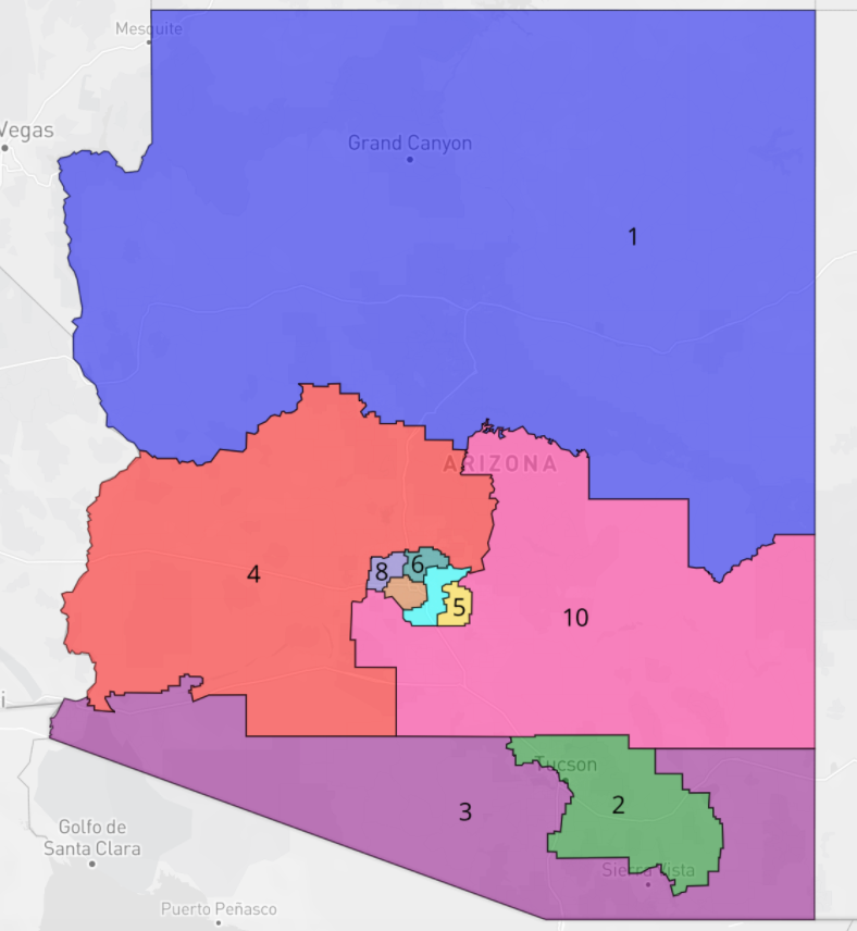 Republicans will likely push for more *compactness* - including putting Mohave Co. in  #AZ01, which could doom O'Halleran (D) as well as creating a new R-heavy  #AZ10 anchored by fast-growing Pinal Co., possibly converting 5D-4R to 6R-4D (below).