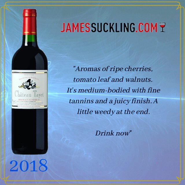 DEMOURsarl's tweet photo. Les commentaires de James Suckling sur Le Château Tayet 2018. Quelle belle récompense pour nôtre équipe du Château Tayet
Thanks a lot @james.suckling 

#vin #degustation #tasting #winetasting #demour #wine 
L abus d alcool est dangereux pour la santé. À consommer avec modération. https://t.co/wcX0ShHirT