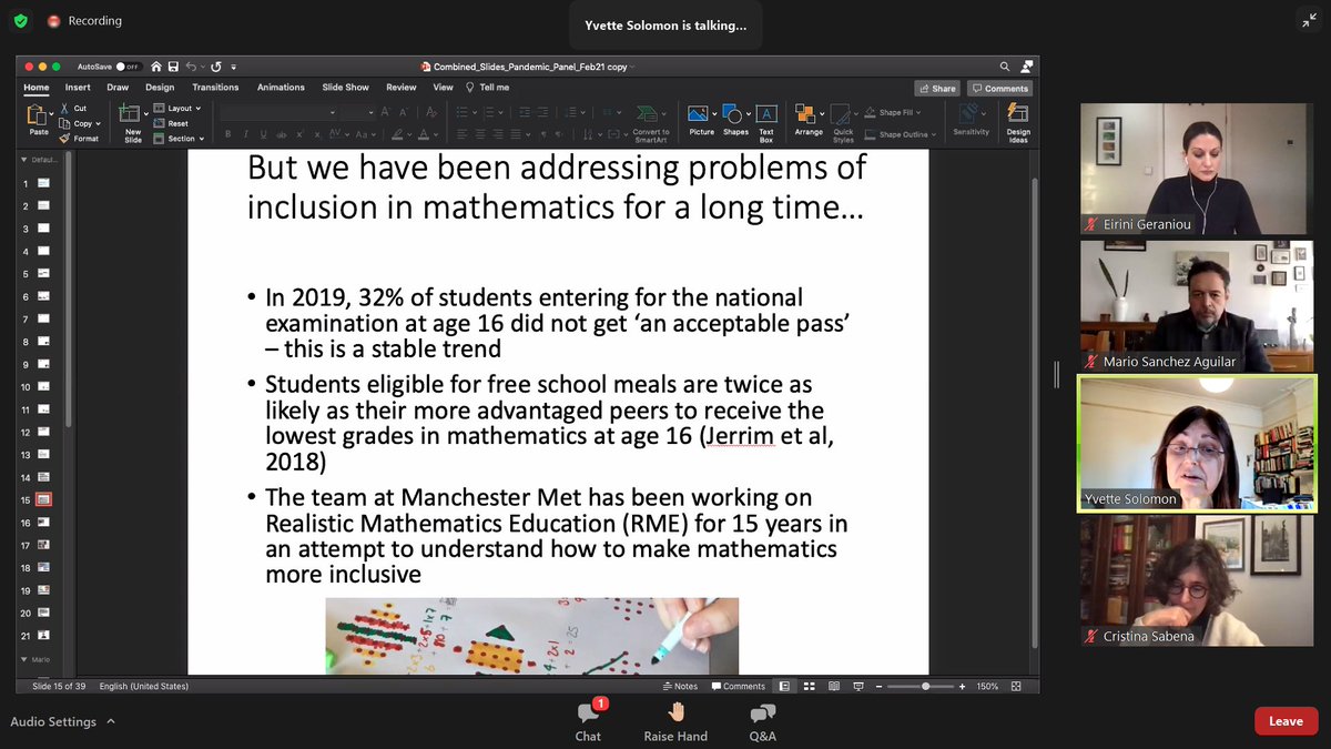 SmartJacques's tweet photo. Delighted that our work on equity and school closures https://t.co/B9lMzkwUIs from the @GroupingStudy has been cited by Yvette Solomon at the closing discussion of @virtualcerme #VirtualCERME_MathsEd https://t.co/RQ0PLRmVYe