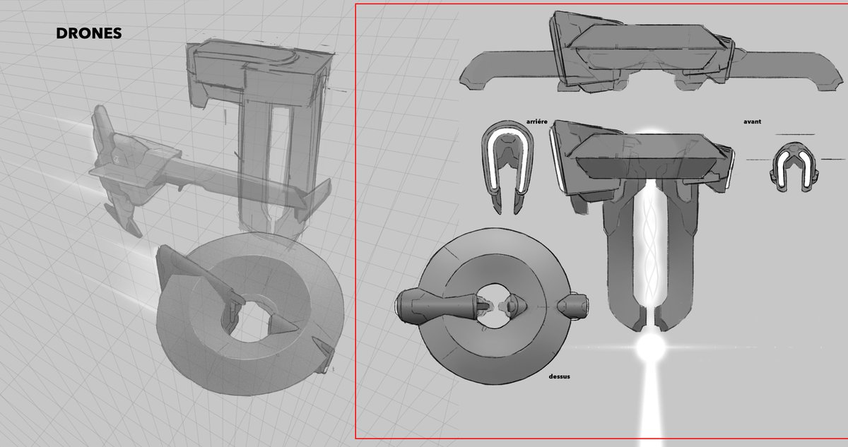 Ma deuxième partie préf, les props. J’ai pu caller des designs d'appareils du quotidien, d'outils, de drone. Et un max de cables. Trés importants. Toujours mettre des cables, tuyaux pour guider le joueur dans sa navigation. Matin, midi et soir. Pareil, j'vous montre pas tout.