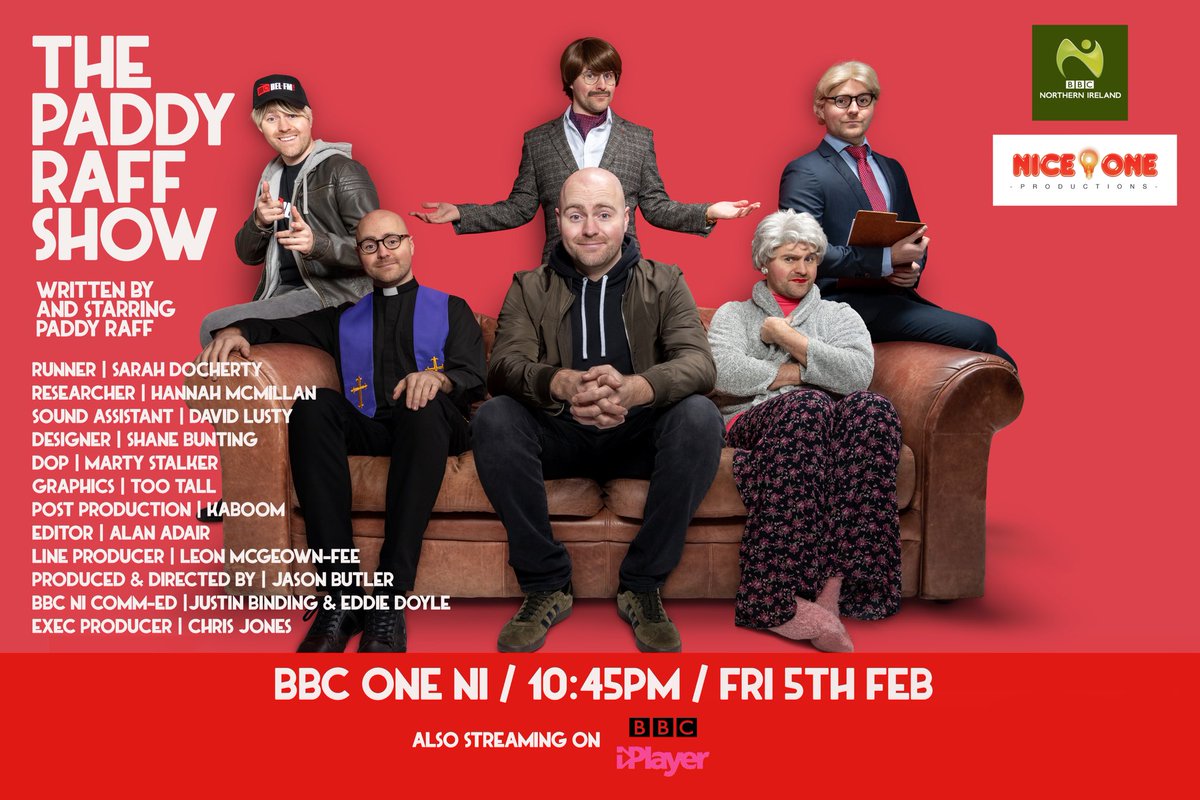 NiceOneTv's tweet photo. #BBCOneNi, 10:45 tonight, hope you enjoy a look inside the brilliant and bonkers comedy mind of Belfast’s number one new stand-up ☘️👏@paddyraffcomedy https://t.co/VOIfeDb7uG #ThePaddyRaffShow https://t.co/w9cSm6ycn2