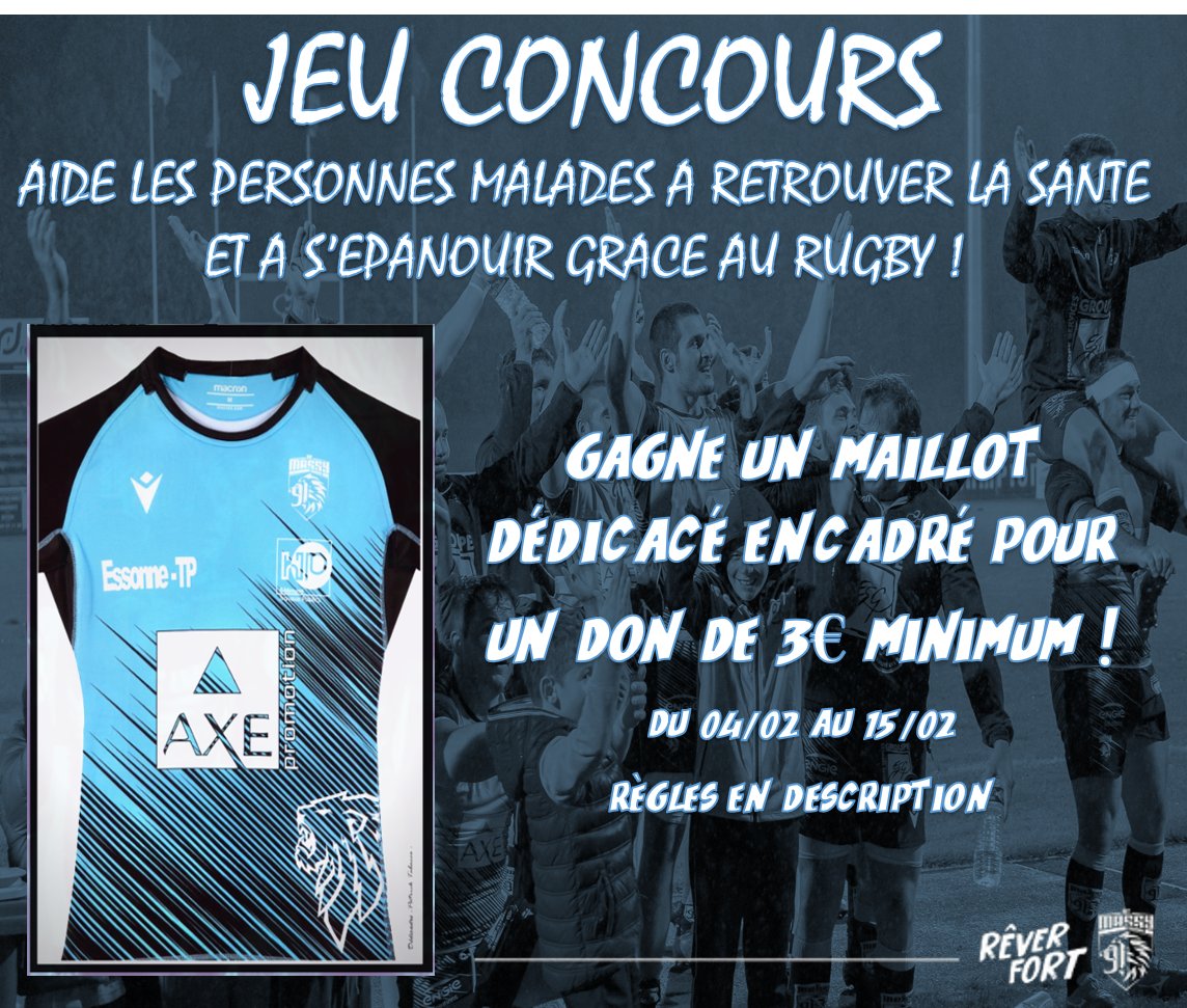 🚨 JEU CONCOURS 🚨

Les dons pour notre campagne de crowdfunding en faveur du sport santé donnent maintenant accès à la participation d’un jeu-concours pour un don à partir de 3€ !  

Pour plus d'informations 👇
rcmessonne.com/archives/62314

ALLEZ MASSY ! 🔵⚫️
#RêverFort #MadeInMassy