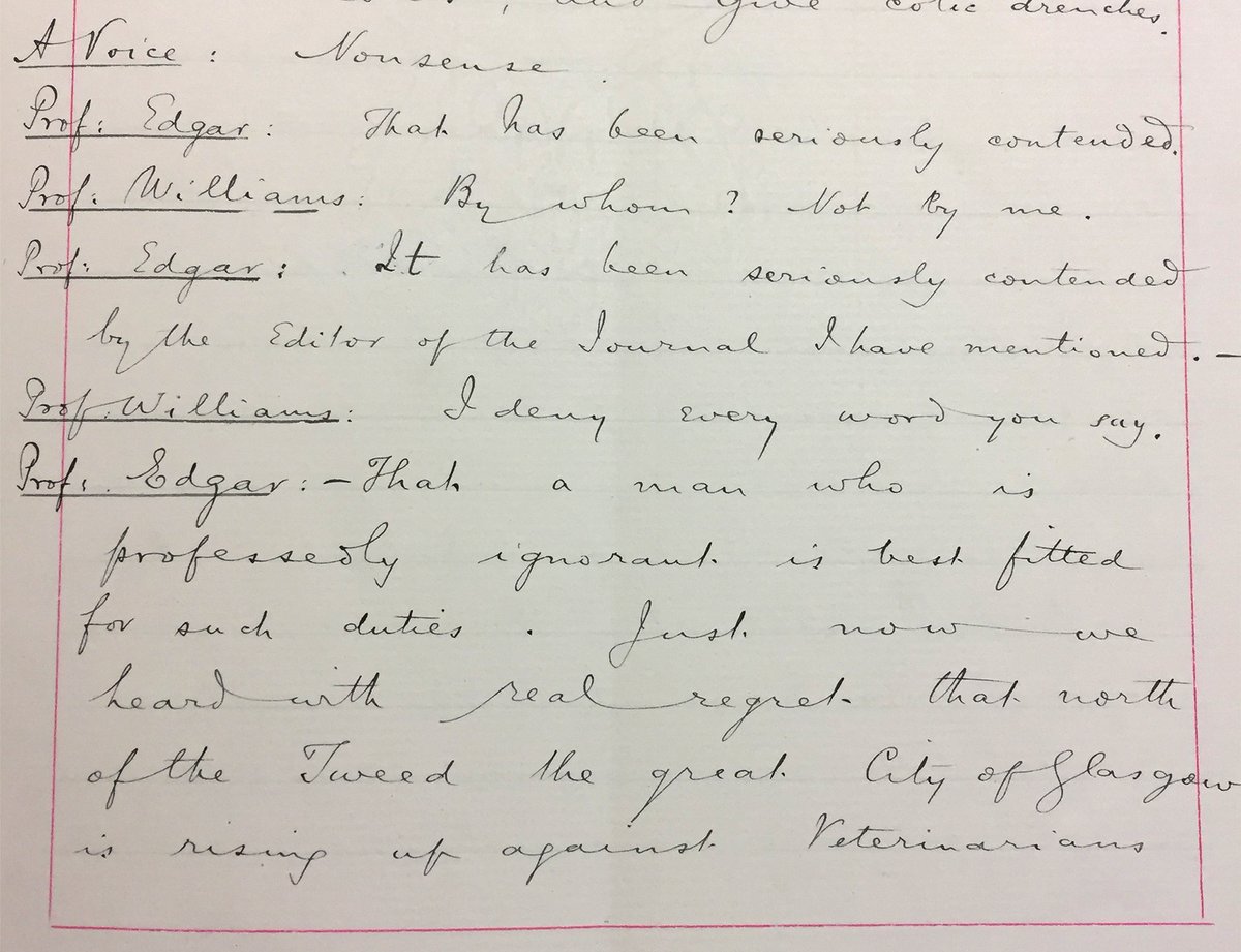 RCVSKnowledge's tweet image. "A voice: nonsense"

We've found these minutes from an RCVS Council meeting in 1896 showing that, even then, meetings could go a bit Handforth. This particular 'disagreement' was around pre-vet school qualifications. 

 #jackieweaver #HandforthParishCouncil #vetarchives