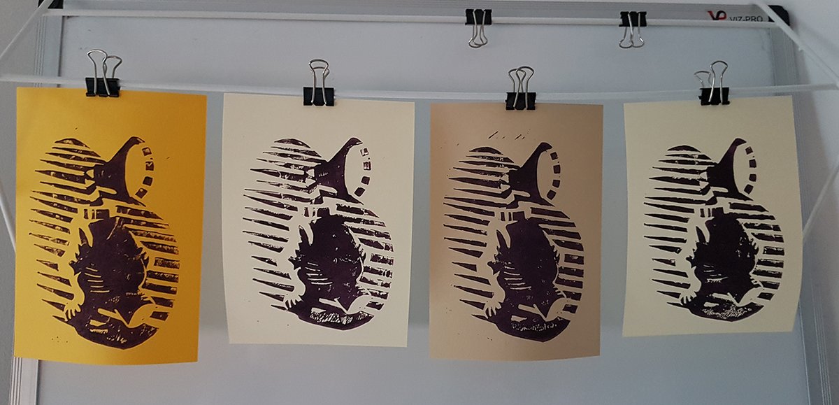Spunland's tweet photo. #handprinted Lumino Spunner #Linocuts 

Have a spuntastic weekend! https://t.co/ZMEaHor9Hw