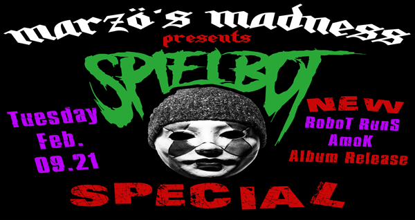 MarzosMadness's tweet photo. Tuesday [Feb. 09.2021 at 7pm cet/19:00 Uhr] The next Show of Madness is a SPIELBOT SPECIAL. Spielbot is a Killer Guitar Player from Dresden/Germany....Tune In...Turn Up...Rock On... https://t.co/exRHO1iRY4 #marzomccutter #marzosmadness #rockshow https://t.co/G0XWZe1TnU