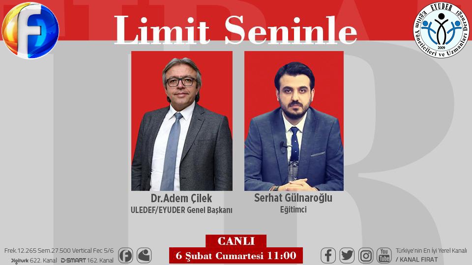 EYUDER Genel Başkanı Sayın Dr. <a href="/ademcilek/">Adem ÇİLEK</a> , Türkiye 'nin En İyi Yerel Kanalı #KanalFırat da eğitim gündemine dair sorulara cevap verecektir . Yayın ulusal olup frekans ve kanal bilgileri görselde mevcuttur.
<a href="/KANALFIRAT/">Kanal Fırat</a> <a href="/ziyaselcuk/">Ziya Selçuk</a> <a href="/safran1958/">Mustafa SAFRAN</a> <a href="/tcmeb/">Millî Eğitim Bakanlığı</a> 
İŞİMİZ EĞİTİM GÜCÜMÜZ EĞİTİM