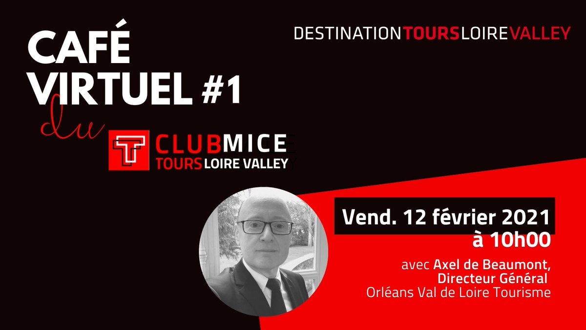 Tours Val de Loire Convention Bureau (@tourscvb) on Twitter photo 📢Le Club #MICE Tours Loire Valley lance son 1er #CaféVirtuel le vend. 12 Février à 10h.
<a href="/axeldebeaumont/">Axel de Beaumont</a>, DG d'<a href="/Orleanscongres/">Orléans Convention - Bureau des Congrès d'Orléans</a>, invité et témoin de ce 1er rendez-vous interviendra sur le thème "Se Fédérer, quels enjeux pour demain ?"
Infos/ Inscriptions👉bit.ly/3jsT5xF 📢Le Club #MICE Tours Loire Valley lance son 1er #CaféVirtuel le vend. 12 Février à 10h.
<a href="/axeldebeaumont/">Axel de Beaumont</a>, DG d'<a href="/Orleanscongres/">Orléans Convention - Bureau des Congrès d'Orléans</a>, invité et témoin de ce 1er rendez-vous interviendra sur le thème "Se Fédérer, quels enjeux pour demain ?"
Infos/ Inscriptions👉bit.ly/3jsT5xF