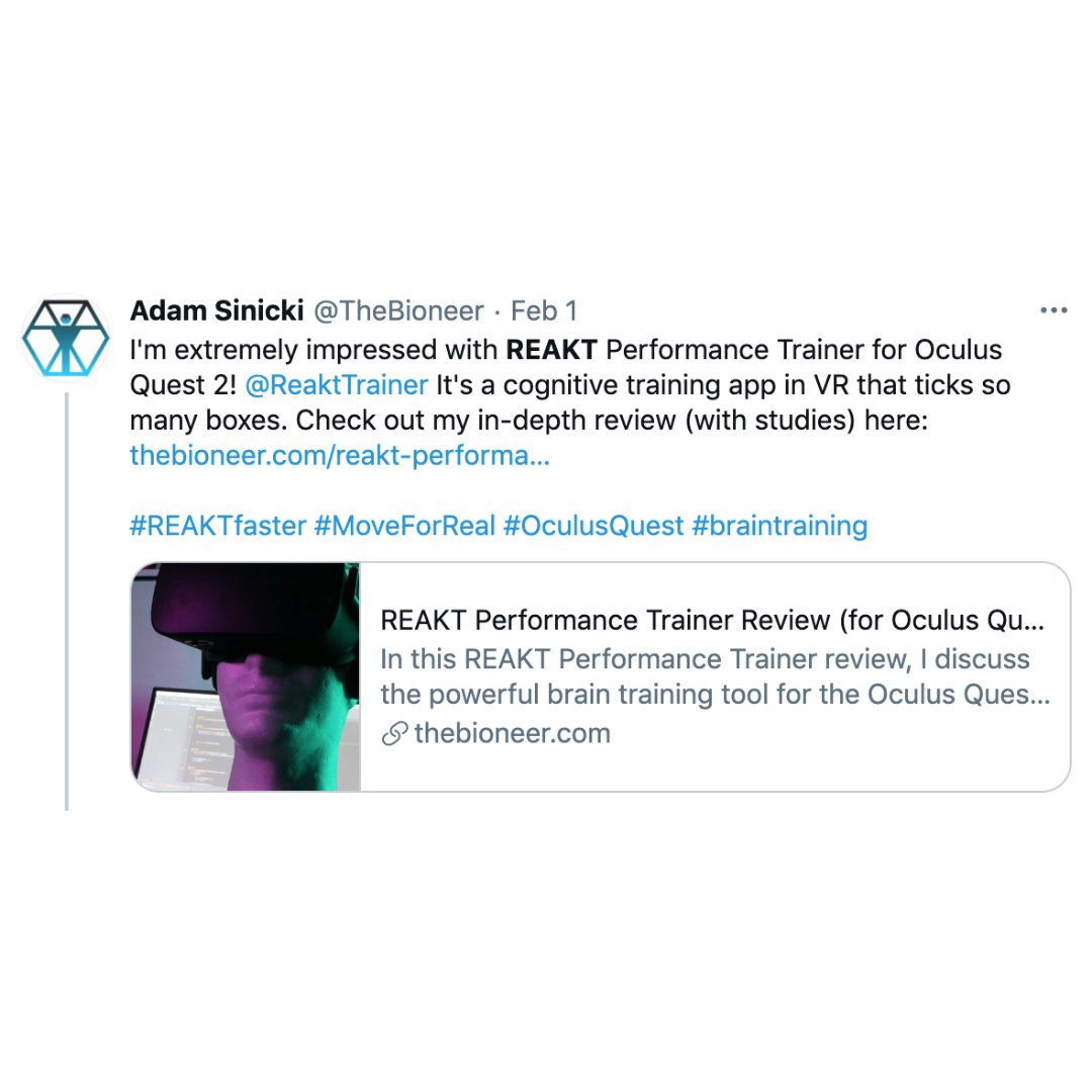 ReaktTrainer's tweet photo. Thanks for your review @TheBioneer! It's great to work with such high performers in #HumanPerformance. #braintraining #biohacking https://t.co/6luIPpNX9q