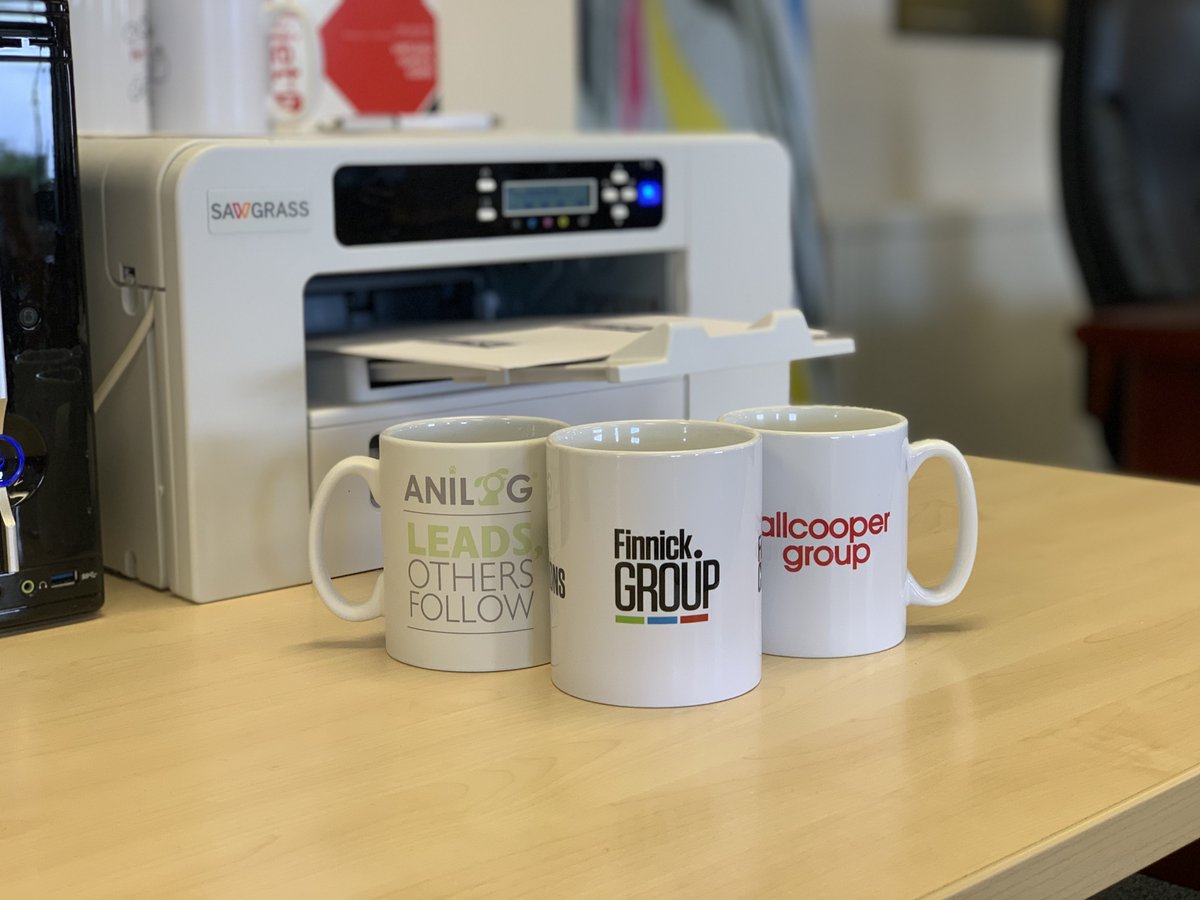 Did you know that we can also print mugs? We use a technique called sublimation which through the power of pixie dust and magic transfers the image into the actual coating of the ceramic (think of it like a tattoo). Perfect for a fun one off gift or to promote your business.
