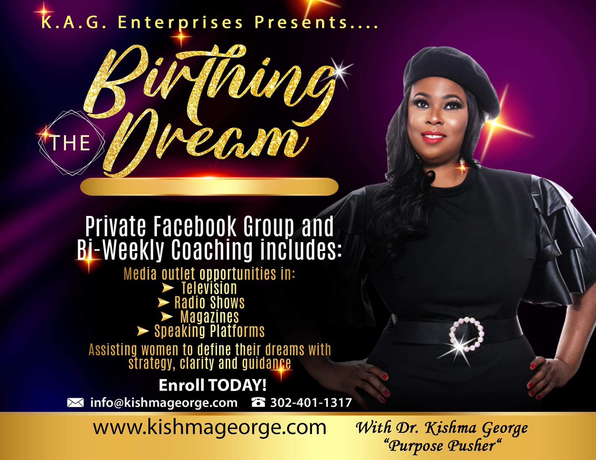 kishmageorge's tweet image. 🚨🚨 Birthing the DREAM Private Group Coaching 🚨🚨 #TheBirthingRoom 

If you’re interested in being a part of this Group email: info@kishmageorge.com or call 302-401-1317. 

💞Space is LIMITED!💞