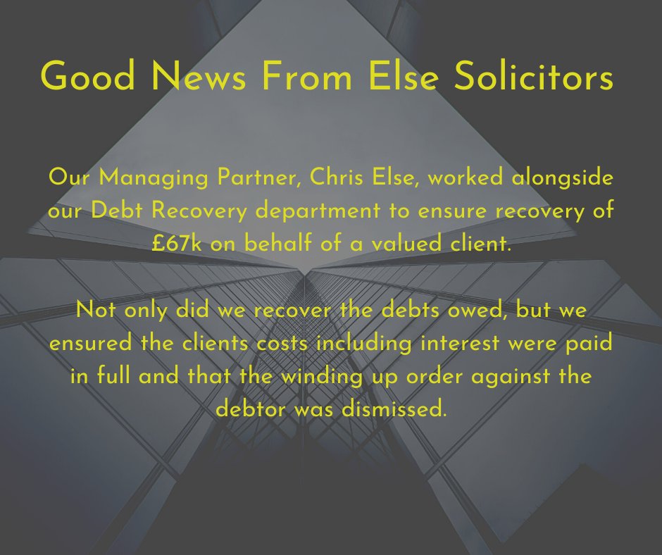 It's been another busy week at Else Solicitors.

As always, our clients remain our top priority and we are at our happiest when we are able to deliver great results for them.

#LegallySpeaking #DebtRecovery