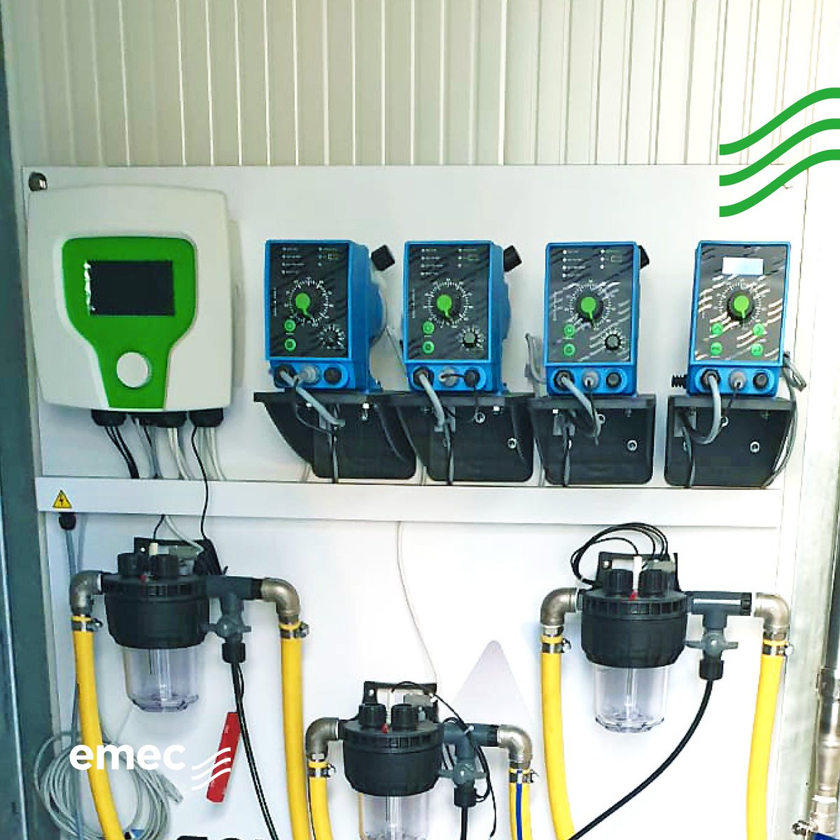 EMECpumps's tweet photo. EMEC system with CENTURIO TOWER controller and KMS dosing pumps, installed in an Italian food company to control the #coolingtowers, the bleeding based on conductivity, the dosing of #biocide and anti-scaling. 
It is remotely controlled with the ERMES online app.

#simpleaswater https://t.co/3pb1PZ8oZl