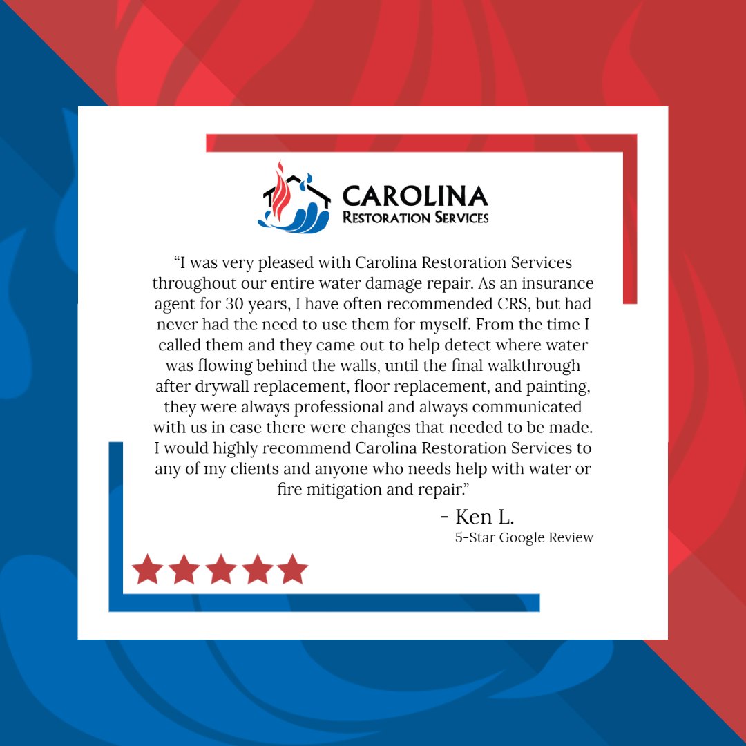 We love receiving positive feedback from our valued clients! Carolina Restoration Services is dedicated to providing fast, reliable, quality service while placing emphasis on customer satisfaction. Thank you Ken for trusting us to provide services to you and your clients!