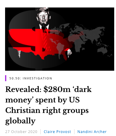 Then there was the "dark money" expose - which involved adding up regional expenditures published in US charities annual reports. Sure analyse the data, but calling this "dark money" is shoddy shoddy https://twitter.com/MForstater/status/1330280339521081347