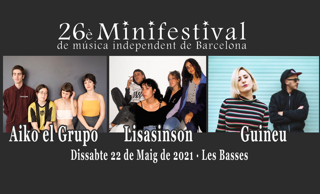 MinifestivalPop's tweet photo. Aquí teniu el cartell de la jornada del dissabte 22 de Maig del Minifestival 2021.
LISASINSON @Lisasinsonm @ElefantRecords 
GUINEU @WGuineu @GoraRecords 
AIKO EL GRUPO @aikoelgrupo 
Tan sols 50 entrades a la venda https://t.co/dbnjEuboNO
Aviat noticies de la jornada del divendres https://t.co/eylcwASJnF