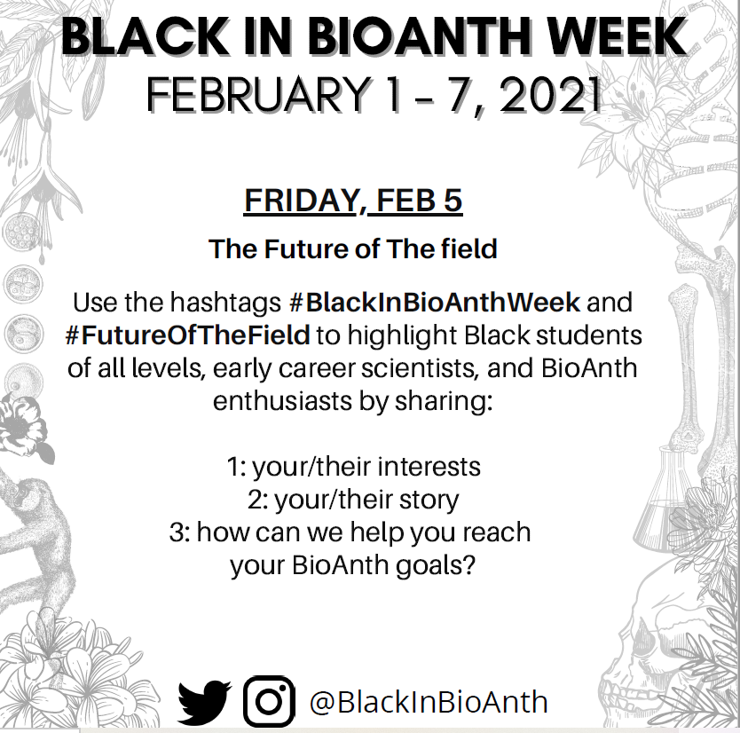 BlackinBioAnth's tweet photo. The field of biological anthropology is far more diverse today as it has ever been before. Today, we want to showcase that diversity by highlighting early career scientists, students, and science enthusiasts who will shape and define the field in the future. #Futureofthefield https://t.co/qG0UFTuLUQ