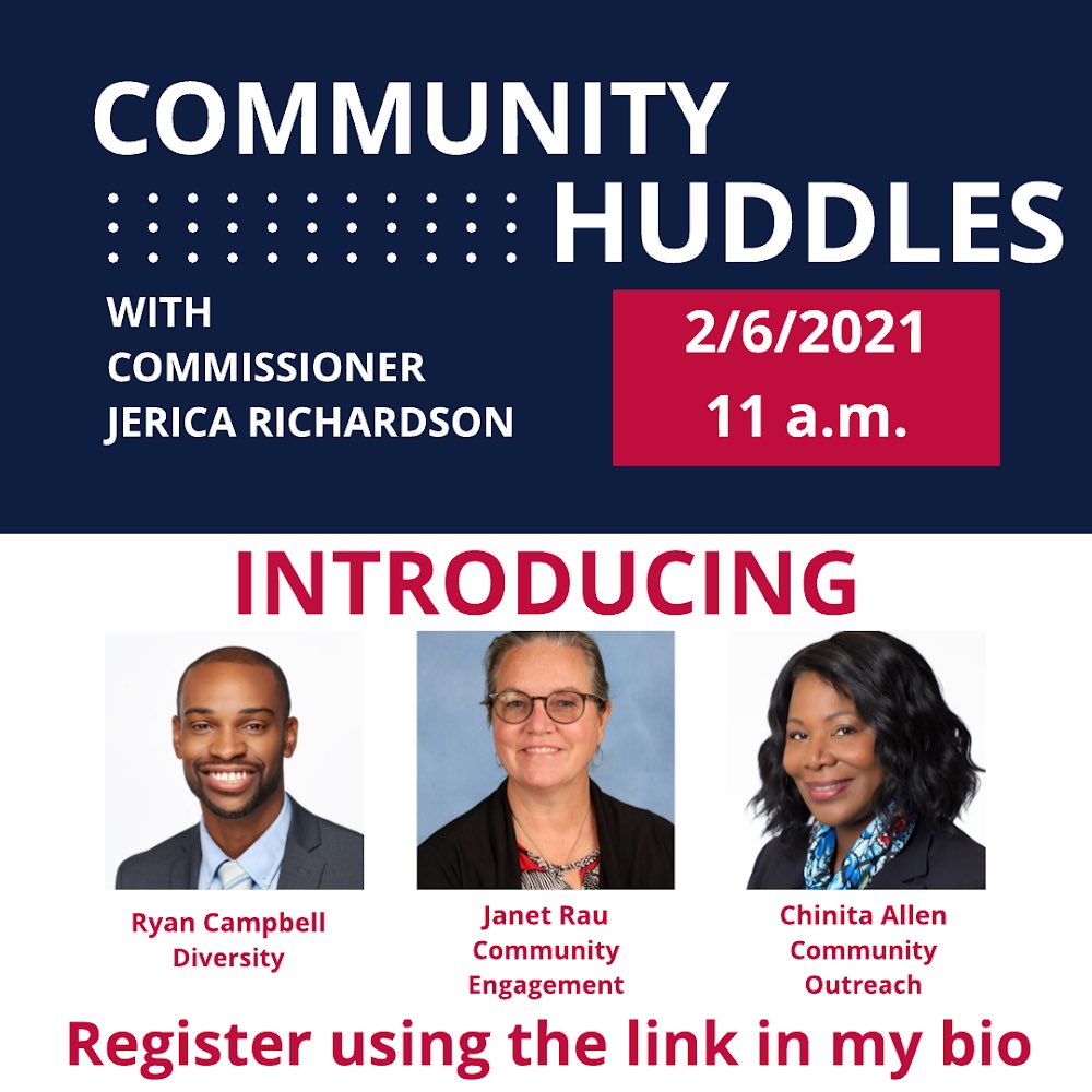 JMTheAdvocate's tweet photo. Tomorrow (2/6) at 11 a.m. is our FIRST Community Huddle!! I am so excited to kick this series off with Ryan, Chinita, and Janet. Can’t wait to introduce you all to these amazing people! Register using the link in my bio. #community #government #zoom #cobb https://t.co/tmx6GwLmQv