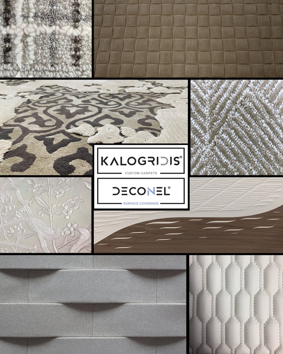 KalogridisIntl's tweet photo. Bespoke luxury carpets &amp; Deconel. Deconel is a sound absorbing, decorative, foam backed composite used as a surface covering. Here's a peek at what can be executed: embroidery, embossed design with laser cut wood veneer, integrated panels creating a 3D sculpted design &amp; quilting. https://t.co/6TsH66E4jQ
