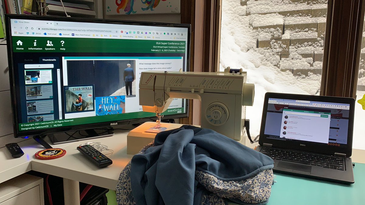 marnybee's tweet photo. @MzMollyTL check it out-listening to you, sewing and following the discussion chat #OLASC Thanks for the inspirations! https://t.co/SgxZmnGh5g