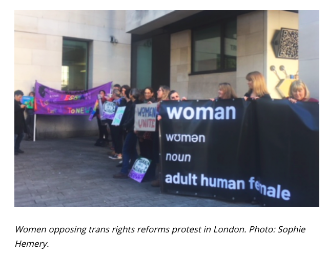 Here they smear women supporting Linda Bellos & Venice Allen when they were being prosecuted under the Communications Act as "protesting against trans rights"We were protesting for the ability to speak openly on the material reality of sex. You know, like an an Open Democracy