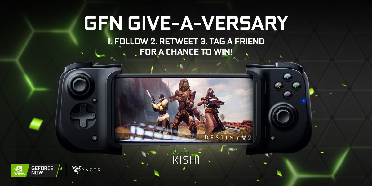 Game anytime, anywhere. We're kicking off our one year GFN-niversary with a giveaway celebrating all of our iOS & Android gamers. 📱 💚 Follow 🔃 Retweet 🤝 Tag a friend For a chance to win a legendary @Razer Kishi controller. Check back on #GFNThursday for the next drop.