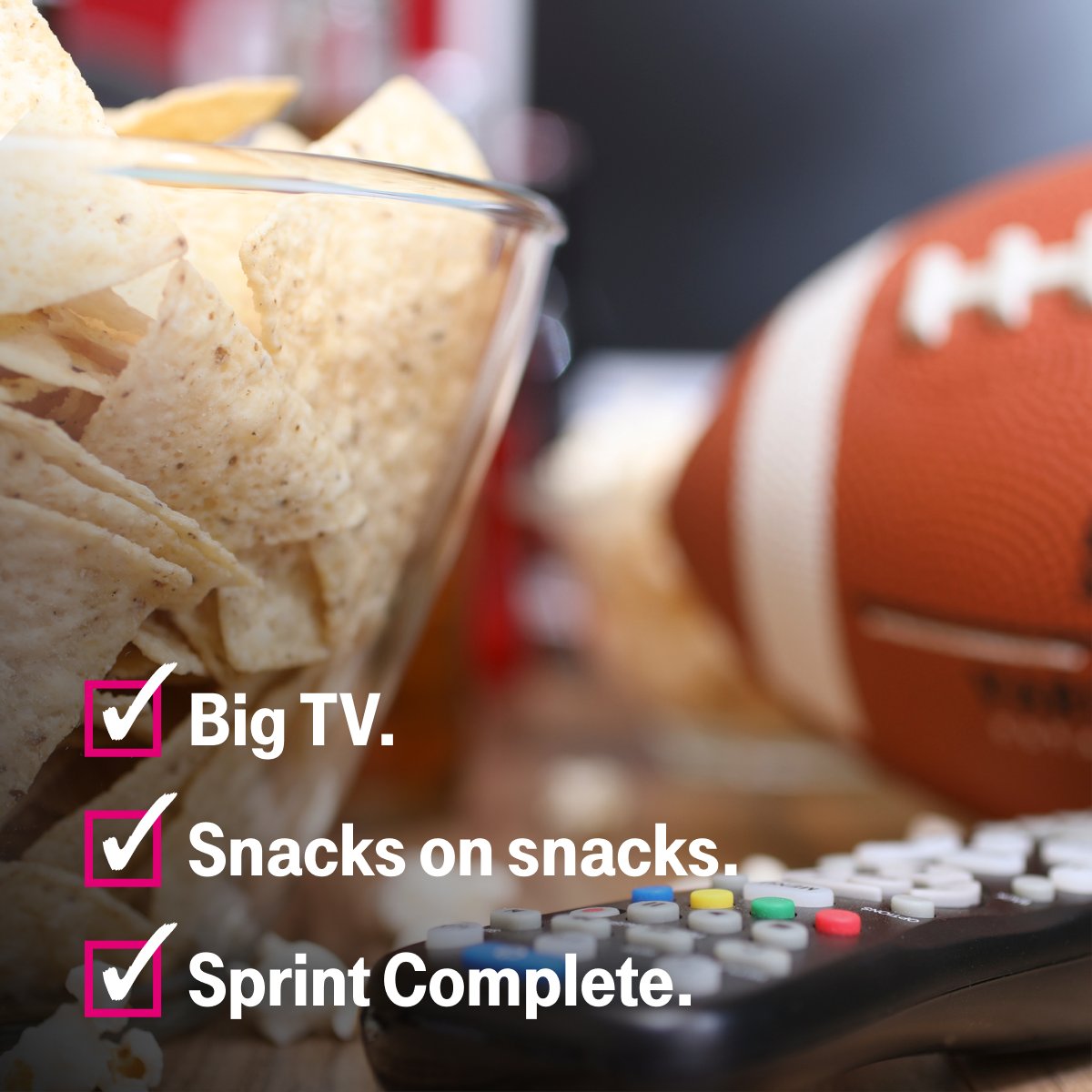 ☑ Check your list before kickoff. Then offer Sprint Complete to your customers. It's the game plan they need to enjoy their connected life. 📺 📱