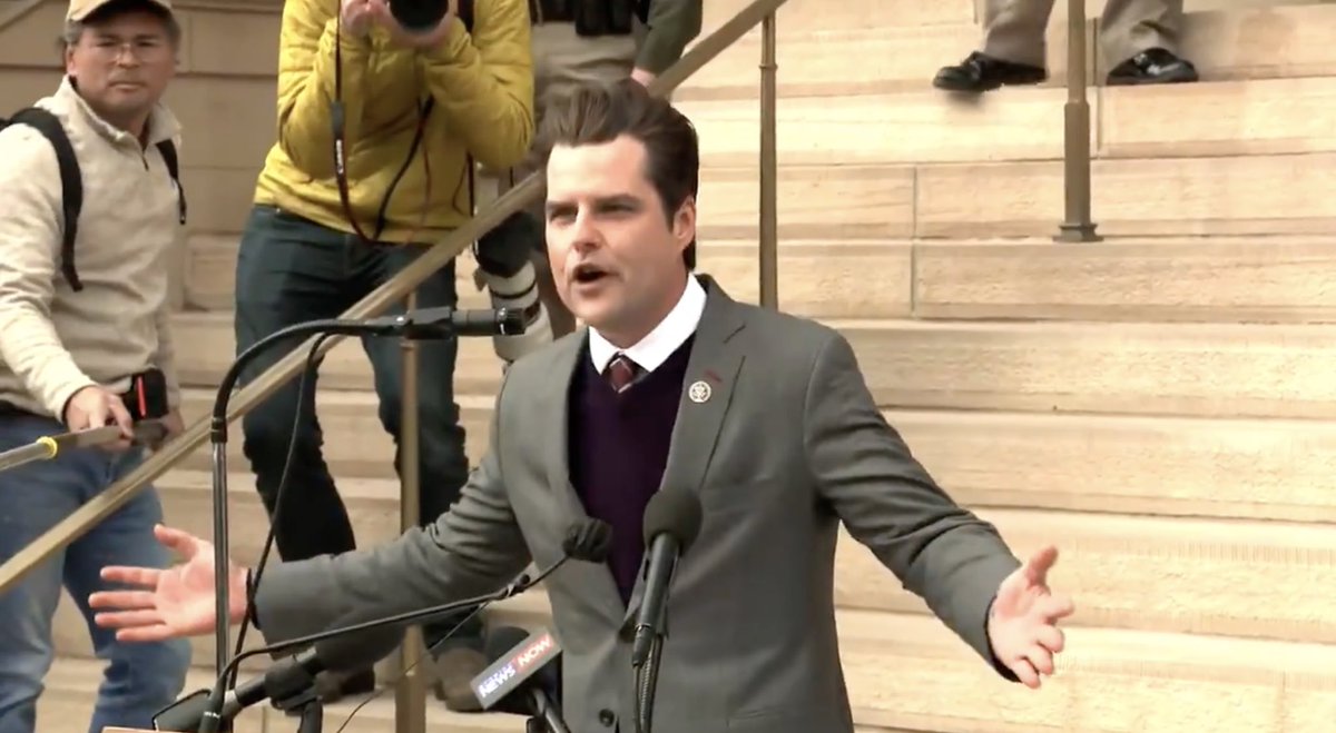 DanWilbur's tweet photo. Every photo of Matt Gaetz looks like Jack Nicholson as the Joker when he puts on regular foundation. https://t.co/z3NZ81Kd4B