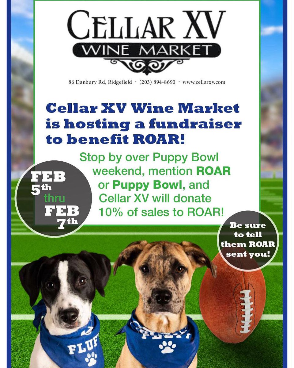 #roarridgefield #cellarvxwinemarket #puppybowl #superbowl2021 #discoveryplus #animalplanet #puppies #shelterdogsrock #wineandbeer #ridgefieldct