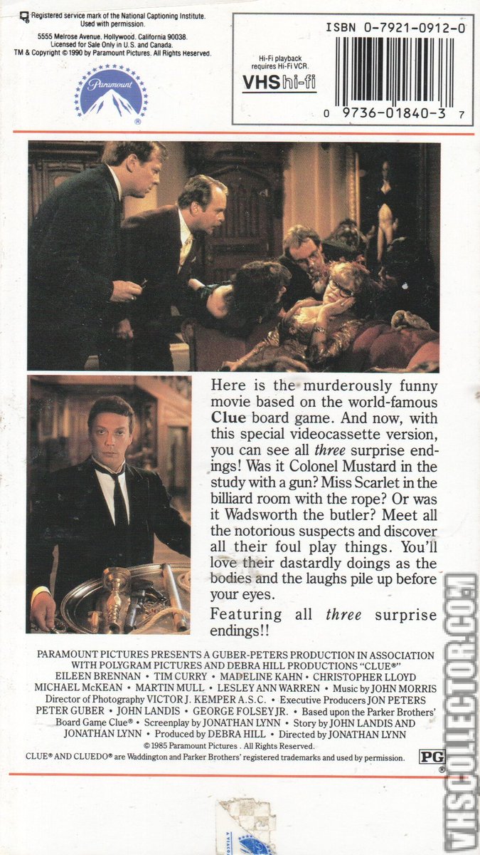 HollywoodVid's tweet photo. This clearly stinks. But you know what doesn’t? Clue on VHS! (No beta) Available for 5 day rental at our Kings Park West location. Pair with an Orbitz Soda &amp; jumbo box of Good n Plenty &amp; you got yourself a heck of a Friday night! https://t.co/nneD1x3qla