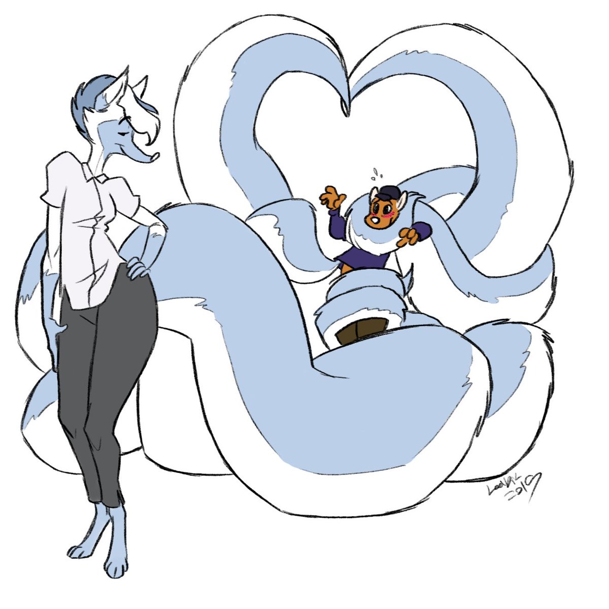 4. Inundated "Being overwealmed by touch" being the basis for most of my kinks that scenario in which there's simply TOO MUCH of a limb to fend off is appealing. Works quite well with fluff since it kinda just...absorbs things, but smoother tails also work for this (Cont)