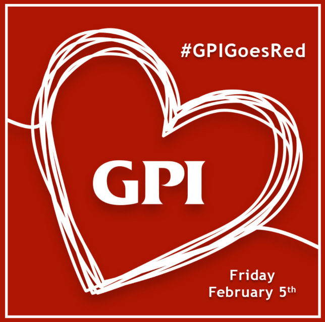 GPI1966's tweet photo. In support of National Wear Red Day, our staff are sporting their best red outfits! The American Heart Association’s goal today is to bring awareness to women’s heart health. #GPIGoesRed #GPIConnect You can donate too: https://t.co/hsGD2kEh6U https://t.co/LehKrc0u3d