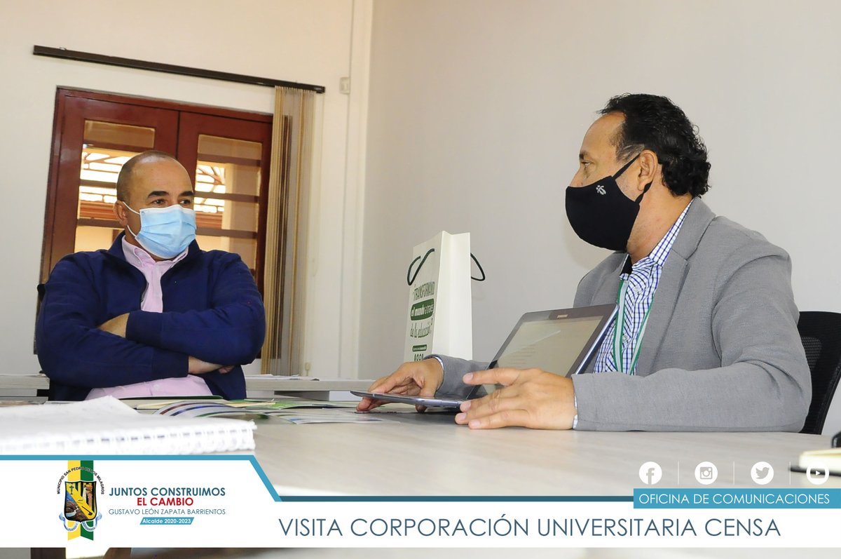 AlcaldiaSP's tweet photo. El @Censamedellin estuvo de visita en nuestro municipio con el objetivo de establecer alianzas para que nuestra población Sampedreña tenga la posibilidad de acceder a programas de educación profesional de una manera cercana, flexible y de calidad.

#ParaVivirMejorCambiemos https://t.co/1sW8FgMAQA
