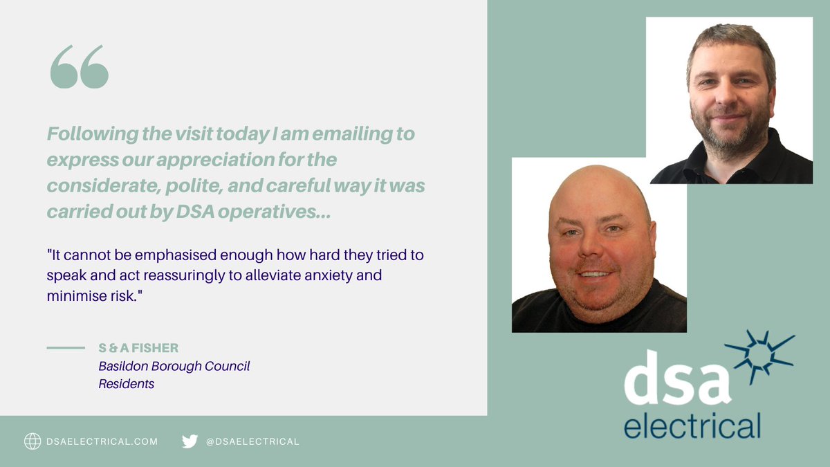 Well done to our brilliant engineers Brian Lander and Jeff Kelsey for receiving some wonderful feedback! They did their level best to reassure and keep safe some Extremely Vulnerable residents during their 5 year test. #FeedbackFriday #thedsadifference #proud