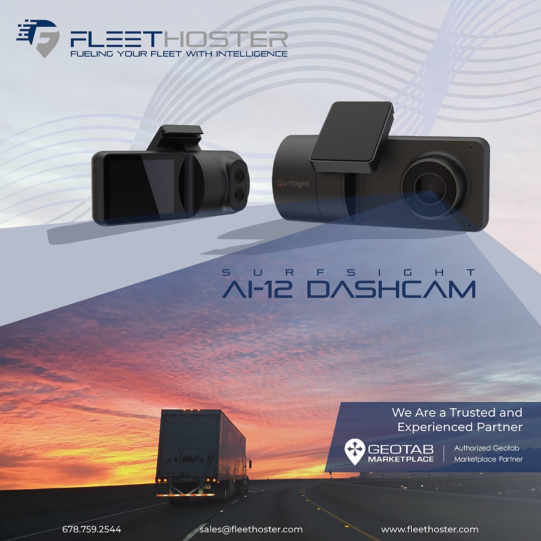 FleetHoster's tweet photo. Protecting your fleet from danger inside and out! The Surfsight AI-12 dashcam keeps your driver focused and your assets safe! #fleethoster #dashcam #telematics #fleetmanagement #surfsight #geotab #partner https://t.co/USFFHd6bjw