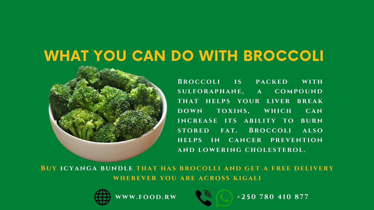 BundlesOfFood's tweet photo. Nutritious benefits of Broccoli.
Order #ICYANGABUNDLE and get a variety of fresh vegetables and fruits.
Check #ICYANGABUNDLE on https://t.co/7cFJ0oJWNd
#nutrition #Nutritionist #FoodBundle #FridayFeeling
We are available on @vubavubarw https://t.co/xHVl9ns9tW