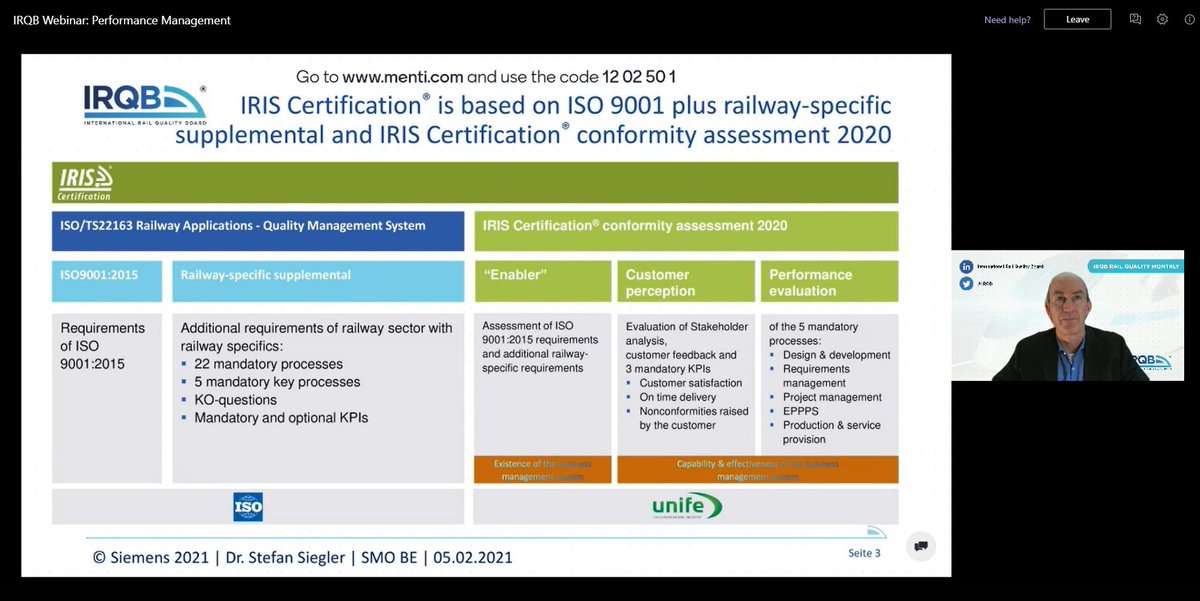TheIRQB's tweet photo. 👏Thank you for joining the #IRQB Webinar on Performance Management! 

With more than 300 registrations and numerous questions from the audience, it was great to see a strong dedication to #quality in the #rail sector.

Recording and slides available here: https://t.co/SebsuwT1JP https://t.co/7u6BcZ2yFb