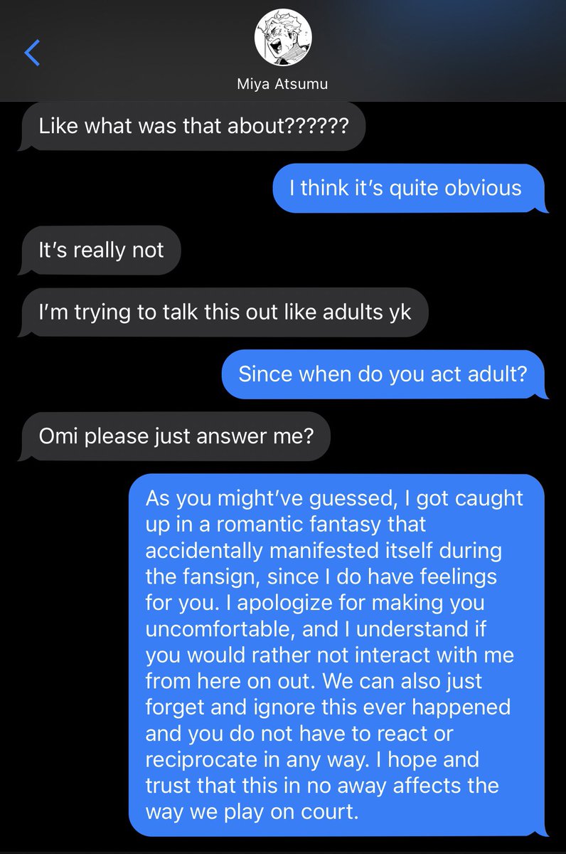 13. Sakusa has chosen to tell the truth