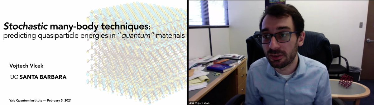 YaleQuantumInstitute (@yale_qi) on Twitter photo Today for a bicoastal YQI Seminar, Vojtech Vlcek from @UCSB_chemistry & <a href="/QuantumFoundry/">UCSB Quantum Foundry</a> is talking about his work on "Quantum many-body interactions at nanometre scales". Today for a bicoastal YQI Seminar, Vojtech Vlcek from @UCSB_chemistry & <a href="/QuantumFoundry/">UCSB Quantum Foundry</a> is talking about his work on "Quantum many-body interactions at nanometre scales".